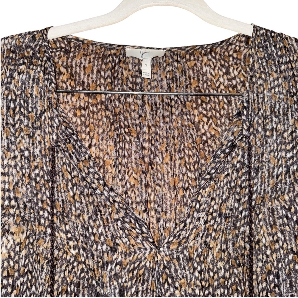 JOIE Dot Tassel Tribal Flowy Light Peasant Top Shirt 100% Silk Size Small - Picture 3 of 15